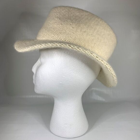 Vintage Womens Italian Angora Blend Hat Knit Wool Gimbels Fedora Preppy - Picture 3 of 8